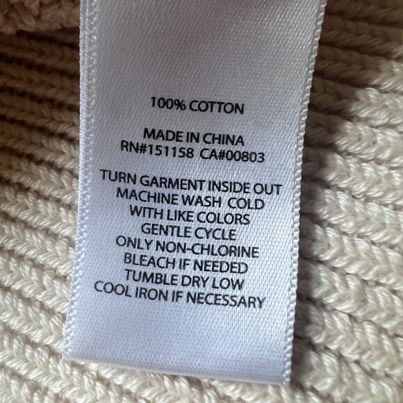 525 America Nia Black Cream Shoulder Trim Cable Knit Pull Over Sweater Preppy -M - Picture 8 of 9